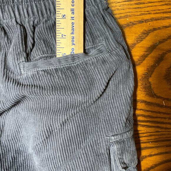 Drawstring UNISEX Corduroy Cargo Shorts Charcoal Gray Extra Small 27 BOYFRIEND - Picture 7 of 13